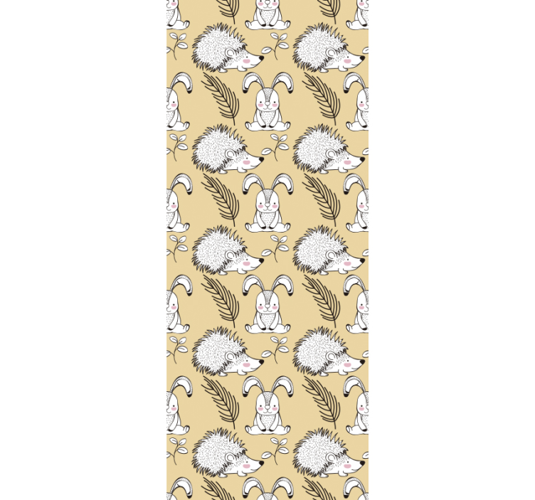 Bunny and Hedgehog Pattern animals wallpaper - TenStickers