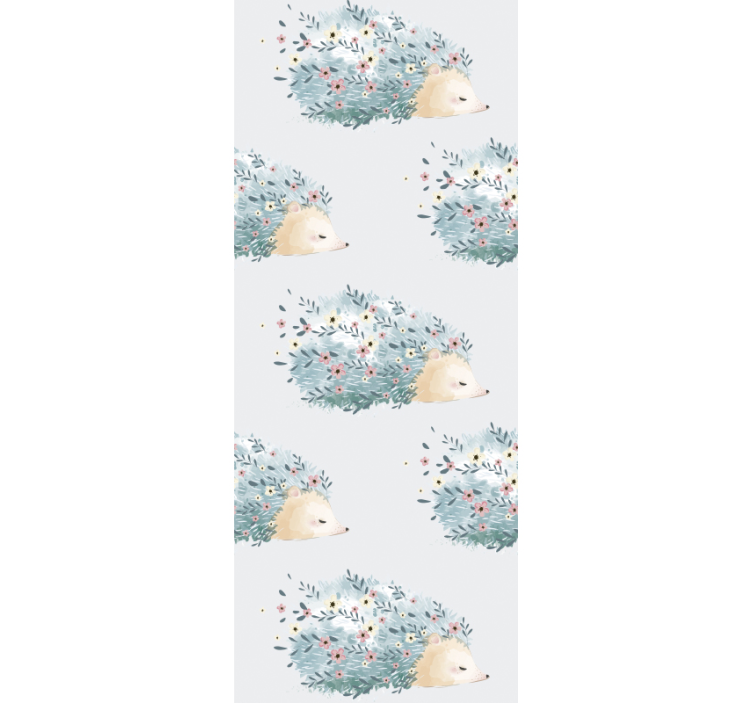 Floral hedgehog pattern animals wallpaper - TenStickers