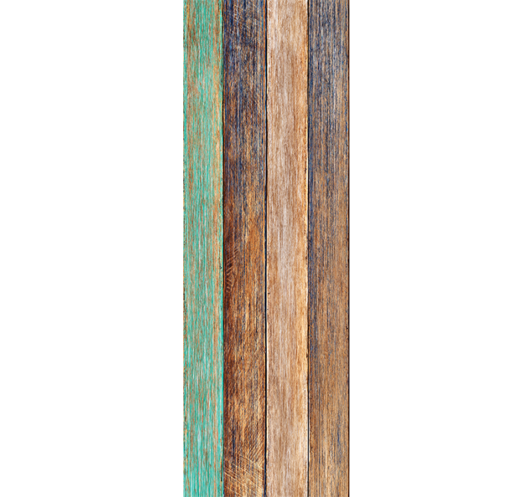 Colorful distressed design wood effect wallpaper - TenStickers