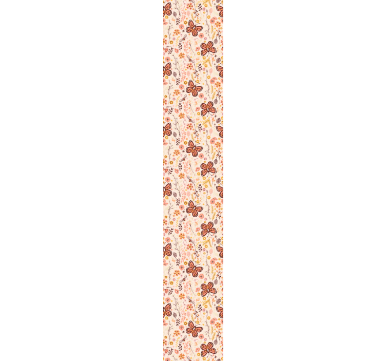 Butterflies wallpaper with pink flowers design - TenStickers