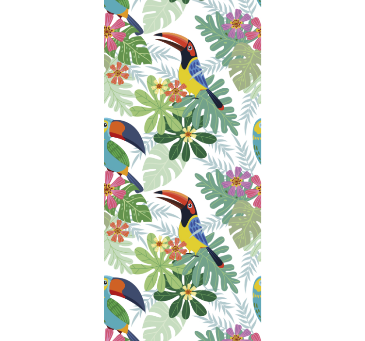 Parrots Floral Motif parrot bird wallpaper - TenStickers