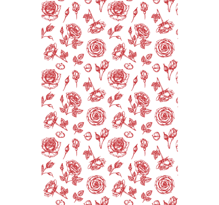 Sketched Floral Pattern flowers wallpaper - TenStickers