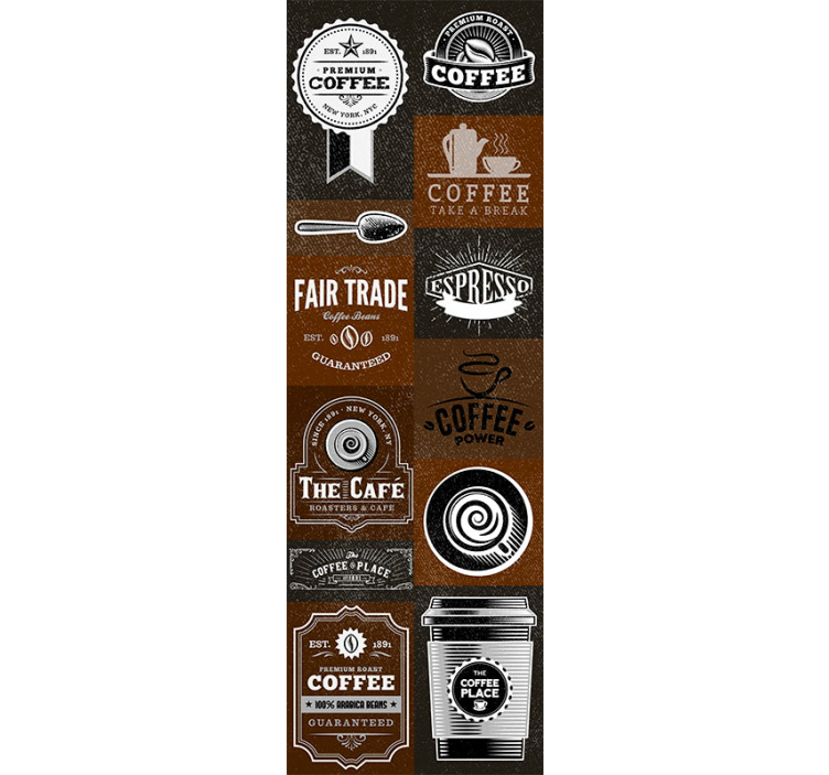 Coffee Illustrations 3D letter wallpaper - TenStickers