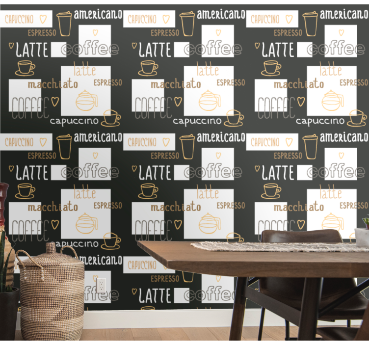 Decorative coffee drawings kitchen wallpaper - TenStickers