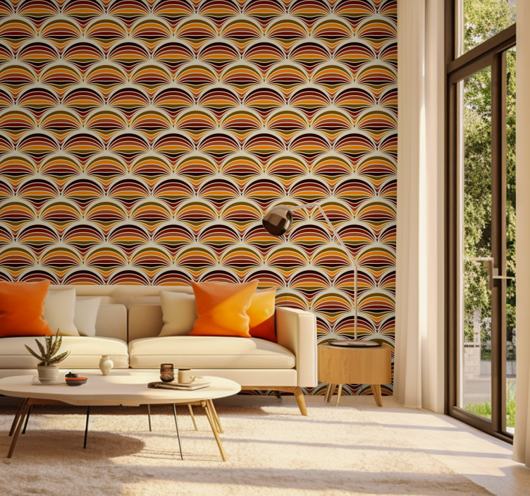 Curved Line Pattern retro wallpaper - TenStickers