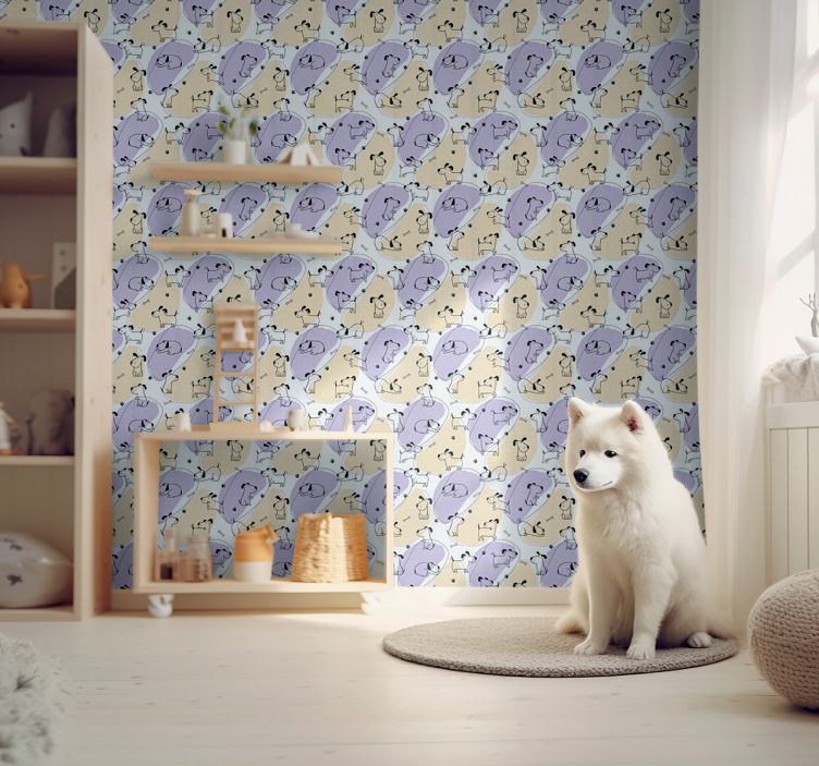 nordic dog pattern dogs wallpaper - TenStickers
