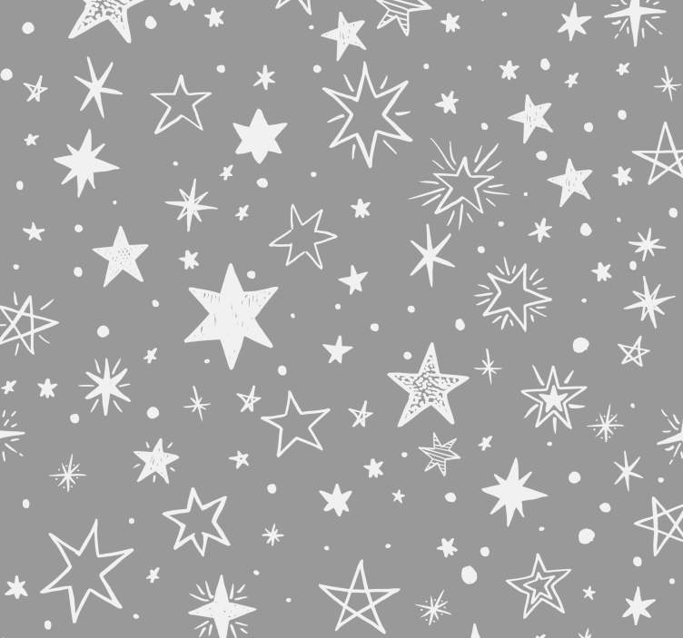 hand drawn pattern on gray background Star wallpaper - TenStickers