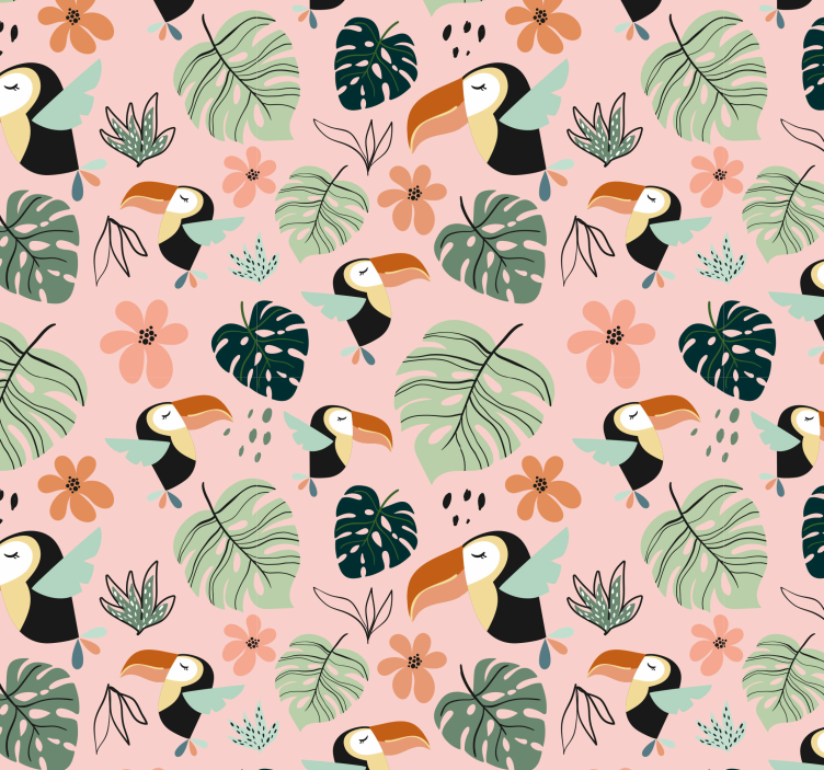 Tropical Toucan Scene birds in wallpaper - TenStickers