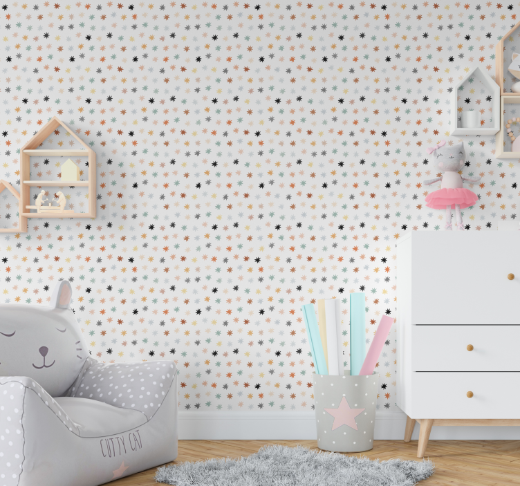 Crowned star pattern wallpaper - TenStickers