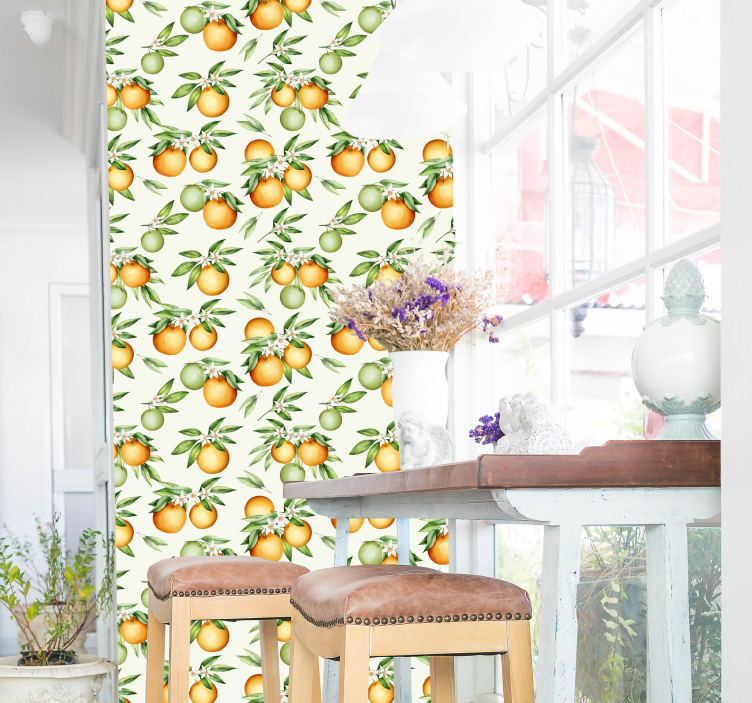 Citrus Fruit Motif wallpaper for dining area - TenStickers