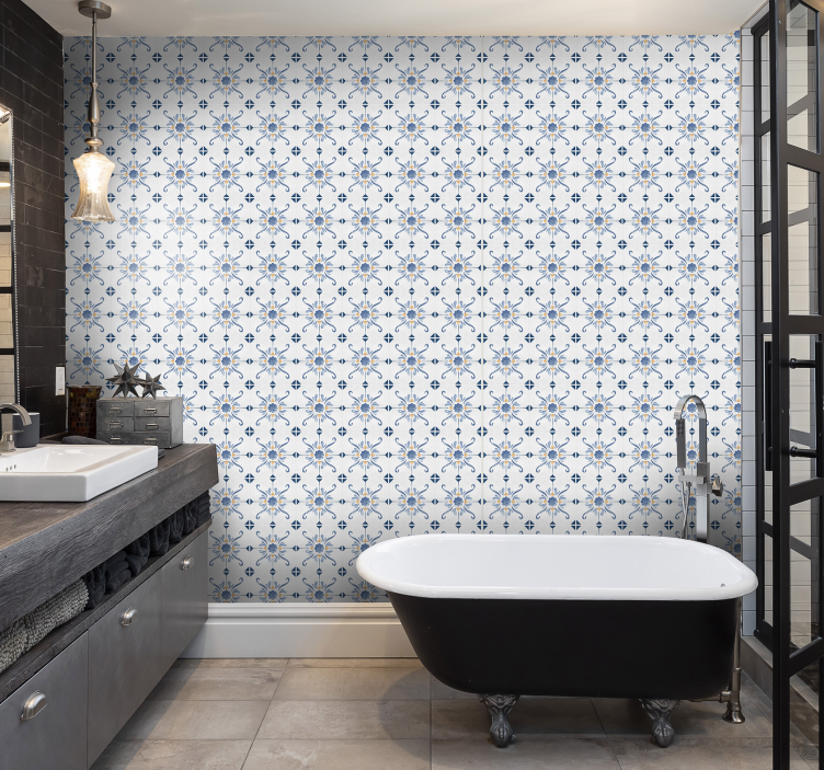 Ornamental Squares tile effect wallpaper - TenStickers