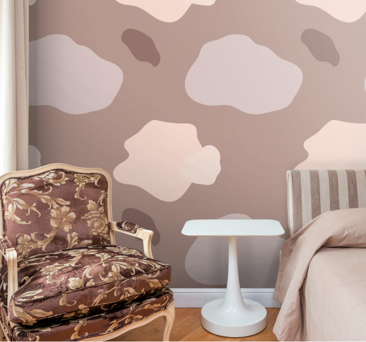 Abstract Cloud Motif wall paper in bedroom - TenStickers