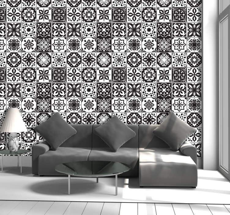 Arabesque - Black & White Ornamental Wallpaper - TenStickers