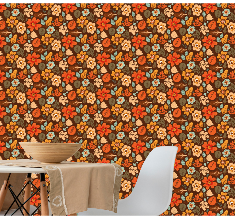 Autumnal Floral Motifs flowers wallpaper - TenStickers