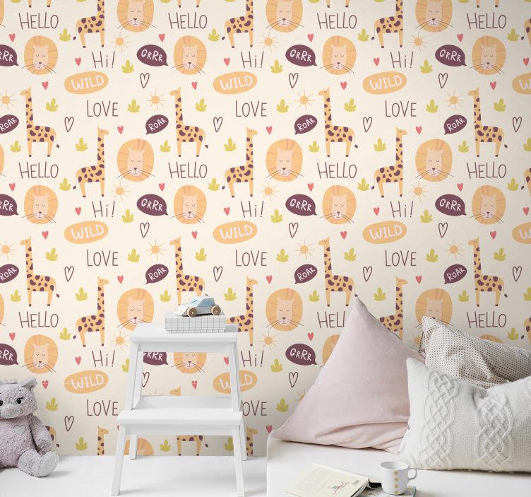 Baby jungle giraffes wallpaper childrens room - TenStickers