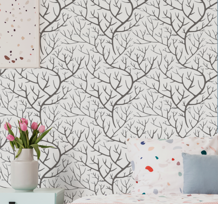 Bare Branches Pattern wallpaper of a tree - TenStickers