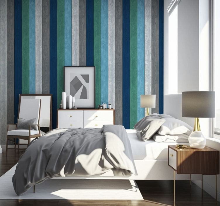 Beach Hut Wood Striped Wallpaper - TenStickers