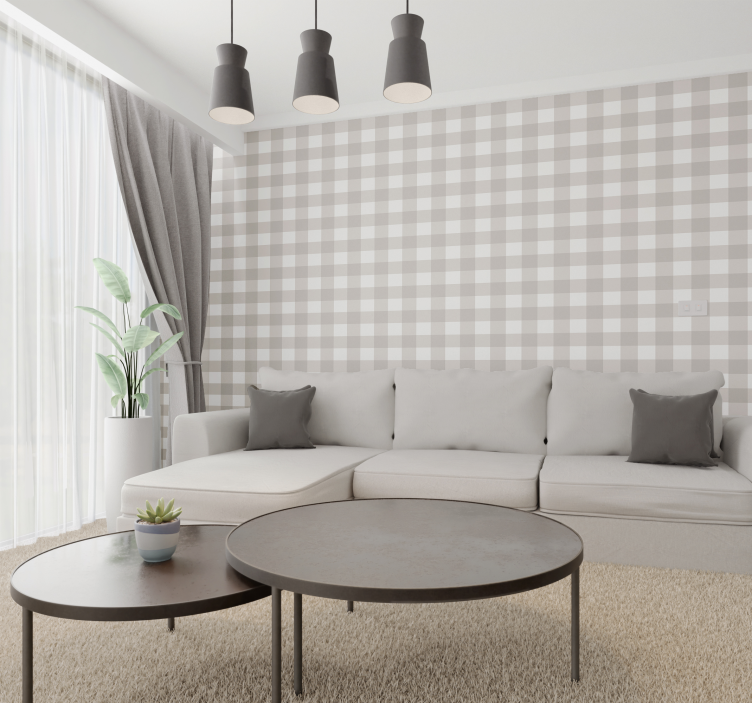 Beige and white pattern wallpaper squares - TenStickers