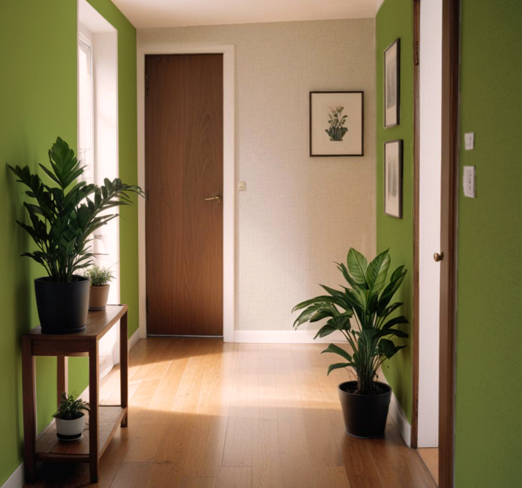 Beige linen effect hallway wallpaper - TenStickers