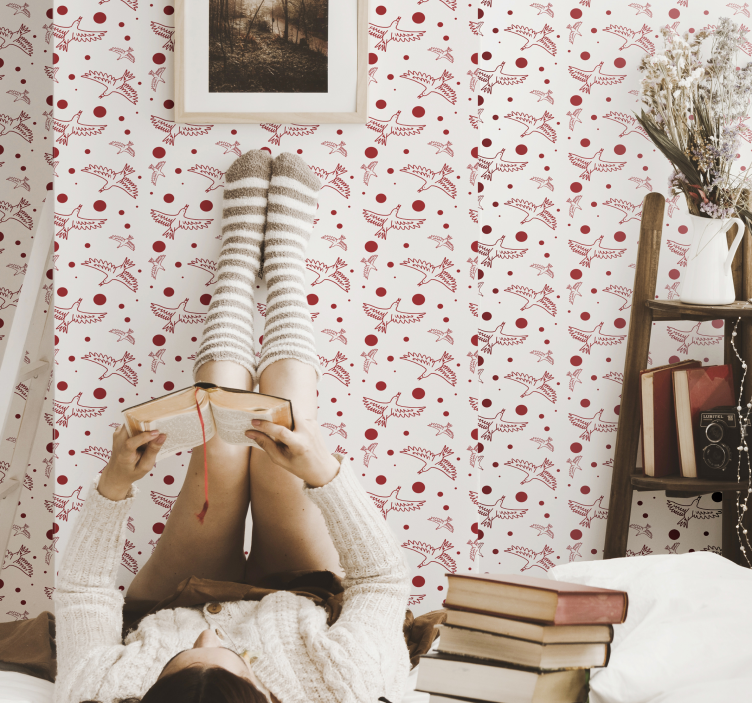 Birds and Dots animals wallpaper - TenStickers