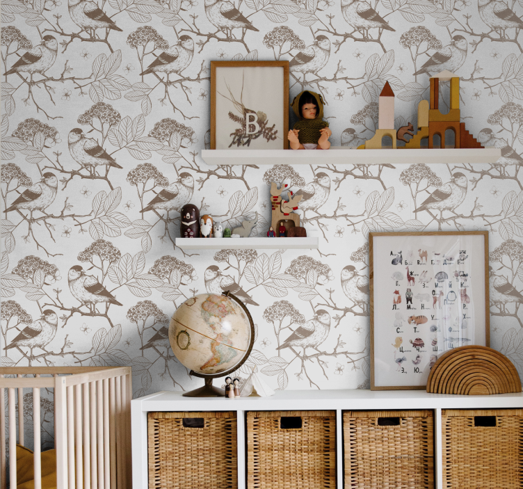 Birds Branches Decor birds in wallpaper - TenStickers