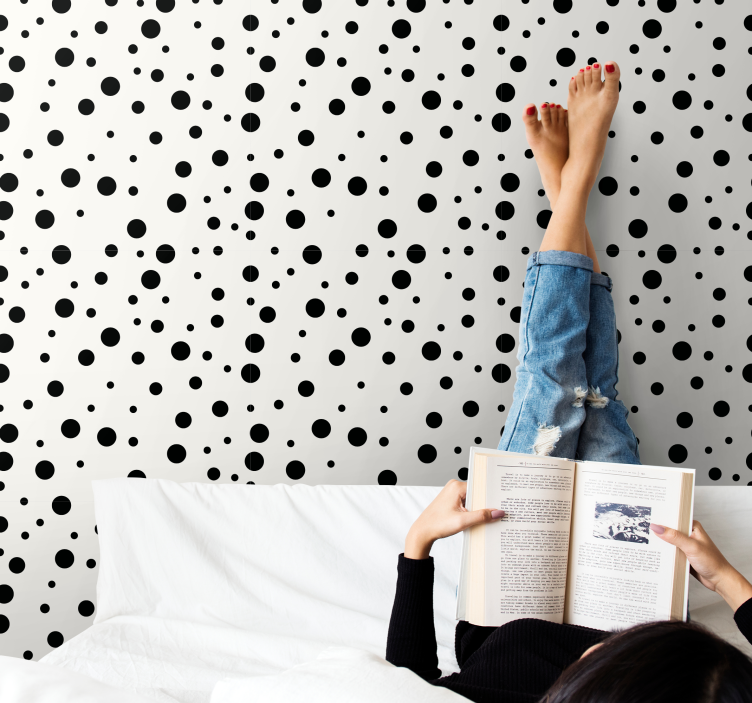 Black Circular Patterns polka dots wallpaper - TenStickers