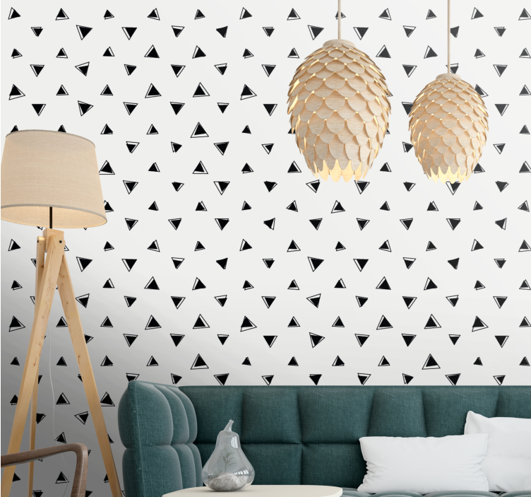 Black and white motif wallpaper geometric - TenStickers