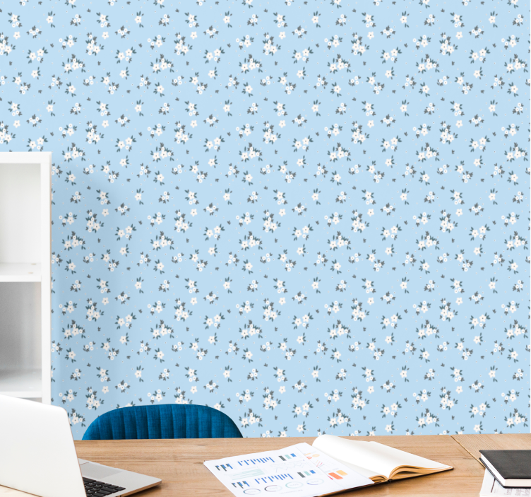 Blue Floral Background flowers wallpaper - TenStickers