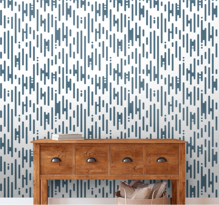 Blue irregular Japandi pattern wallpaper - TenStickers