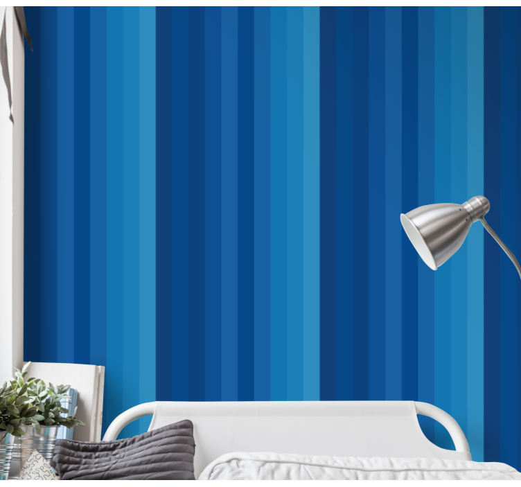 Blue Striped Motif wallpaper horizontal stripes - TenStickers