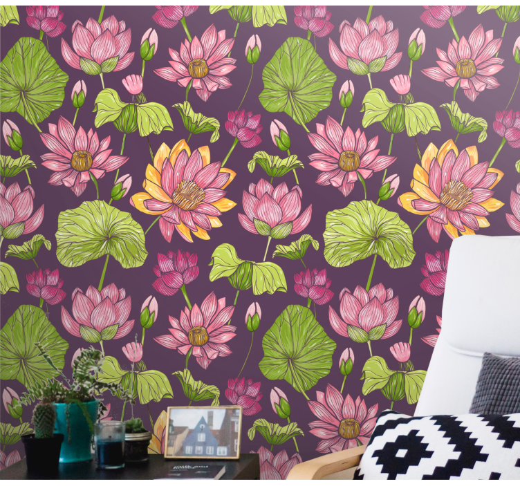 Botanical Bloom Pattern flowers wallpaper - TenStickers