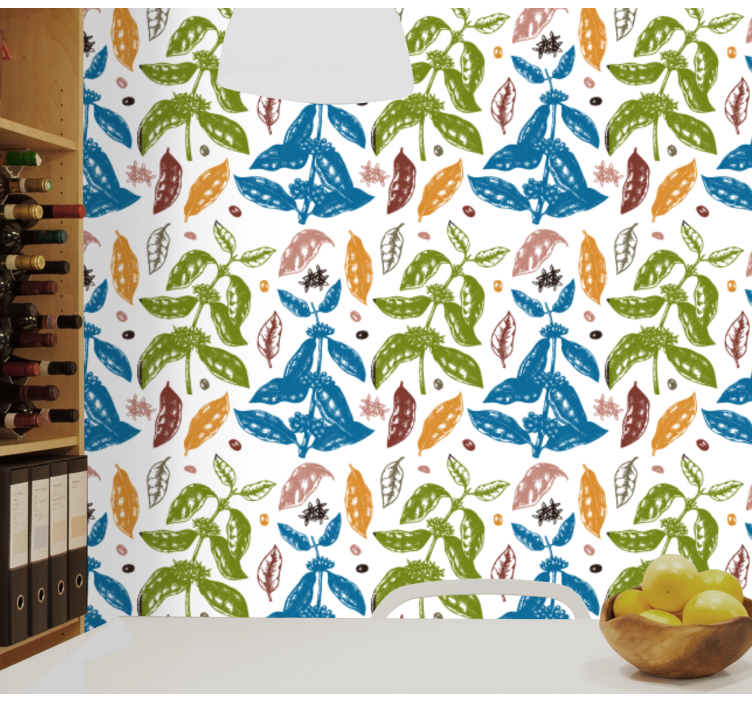 Botanical Print leaves wallpaper - TenStickers