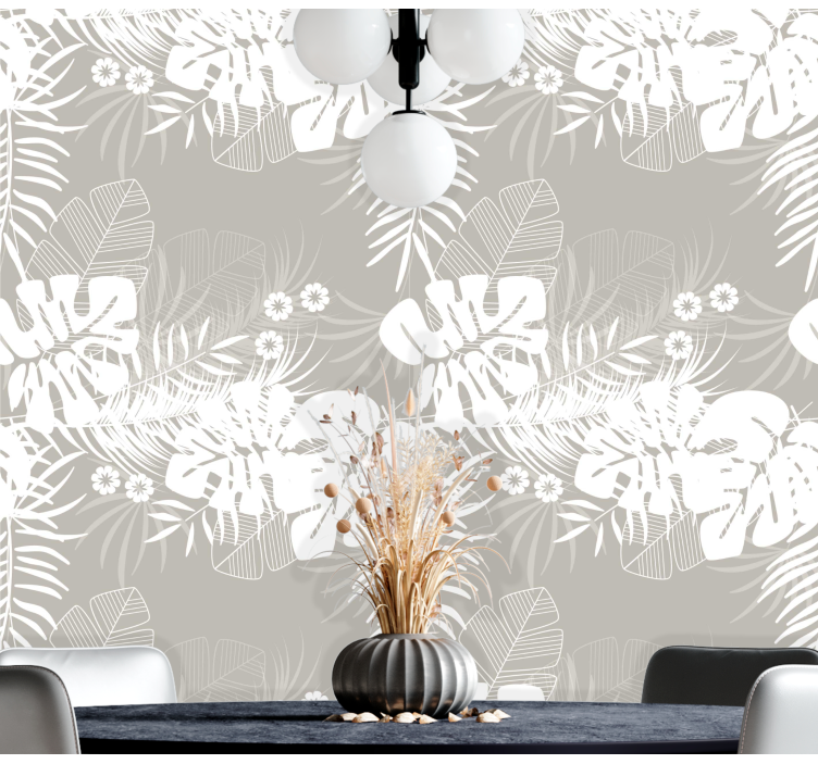 Botanical Silhouette leaves wallpaper - TenStickers