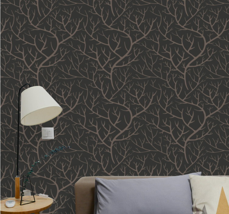 Branching grey design wallpaper of a tree - TenStickers