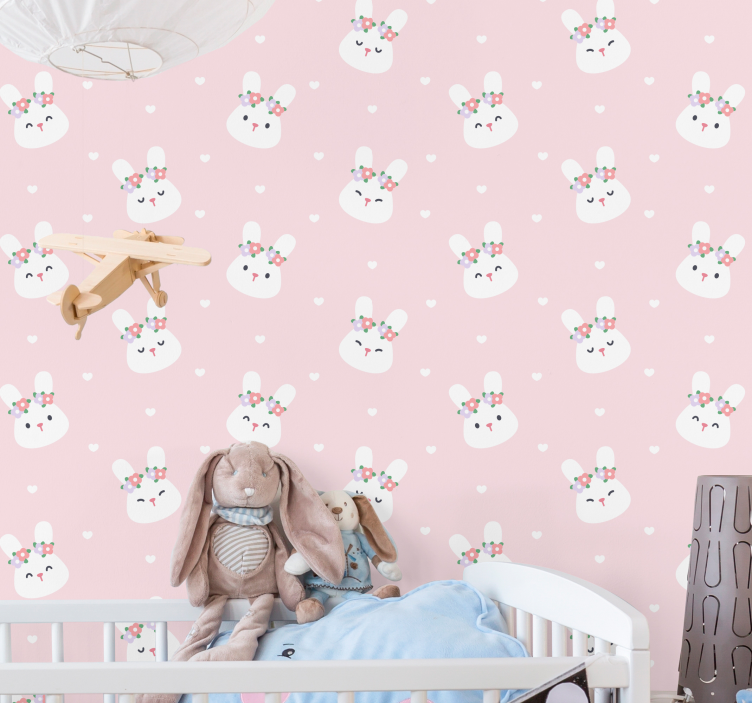 Bunny Polka Pattern animals wallpaper - TenStickers