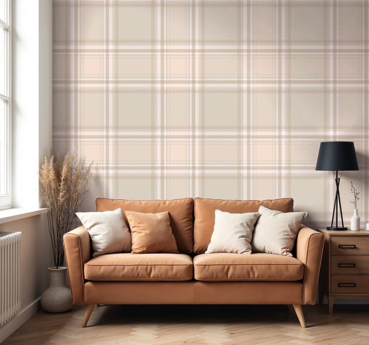 "Burberry" pattern living area wallpaper - TenStickers