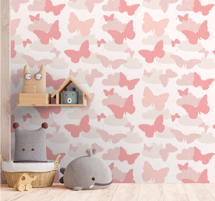 Cloud Pattern butterflies wallpaper - TenStickers