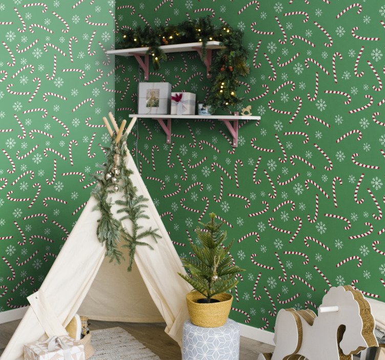 Candy Christmas Bedroom Wallpaper - TenStickers