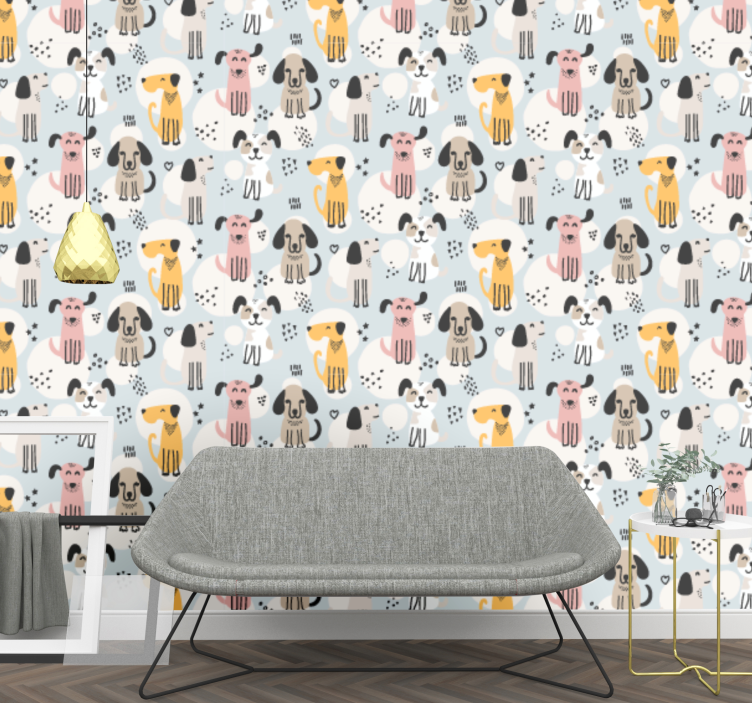 Canine Pattern Play cute dog wallpaper - TenStickers