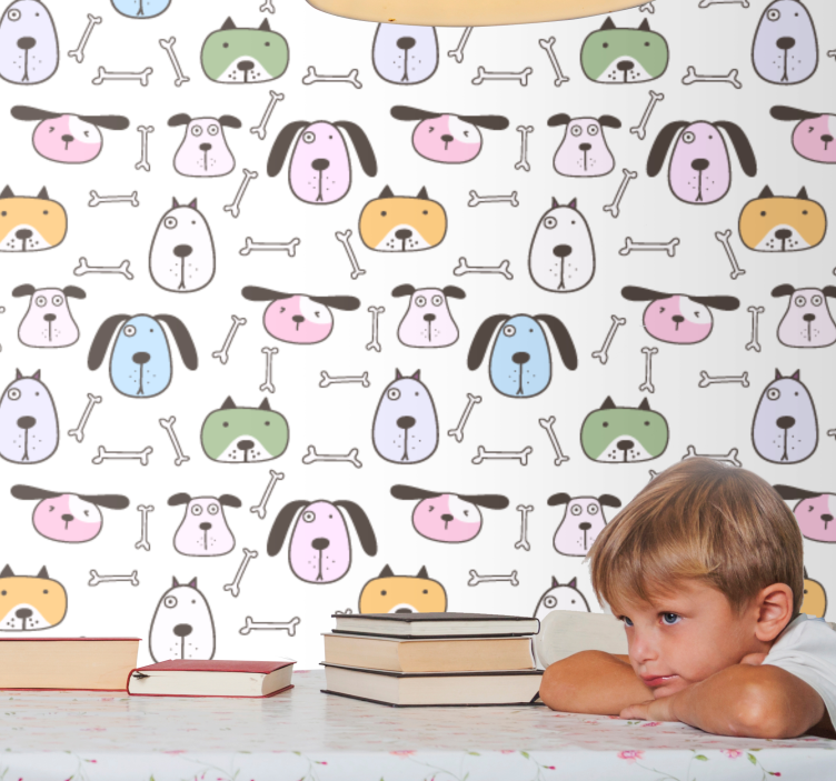 Cartoon Canine Friends cute dog wallpaper - TenStickers