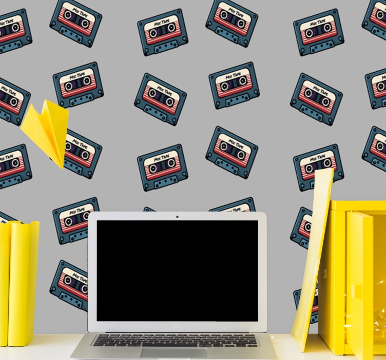 Cassette Pattern contemporary wallpaper - TenStickers