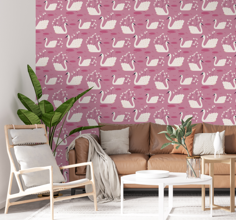 Charming Swan Design animals wallpaper - TenStickers