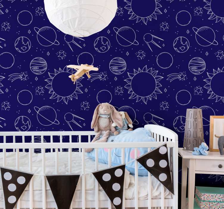 Children version dark blue starry wallpaper - TenStickers