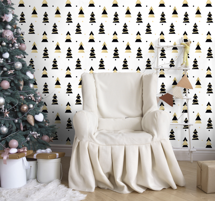 Christmas Elegant Tree Pattern Wallpaper - TenStickers