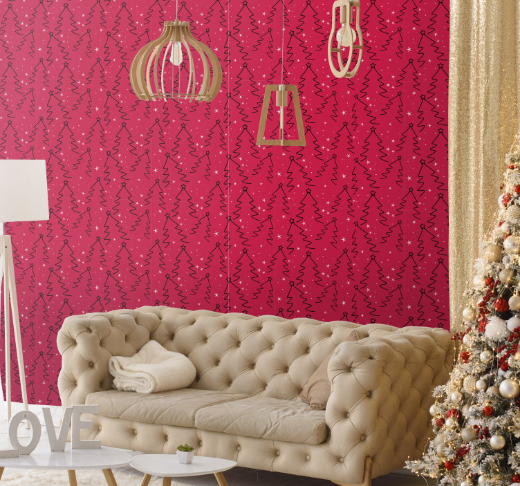 Christmas Tree Line Living Room Wallpaper - TenStickers