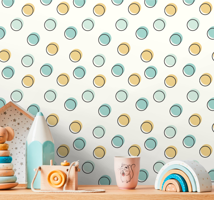 Circular Motif polka dots wallpaper - TenStickers