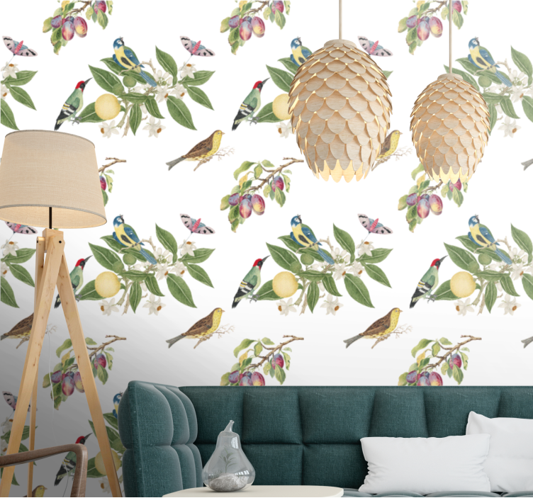 Colorful paradise birds in wallpaper - TenStickers