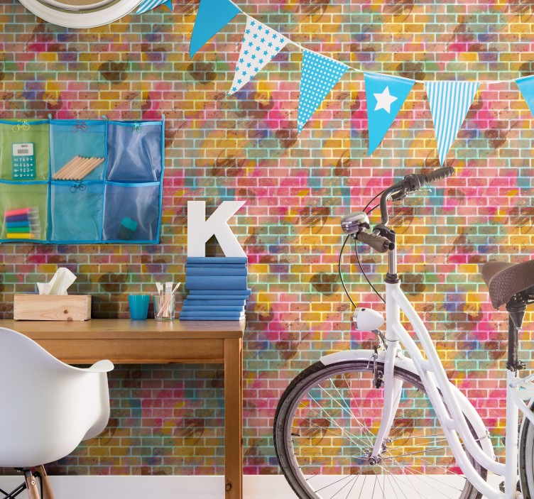 Colorful Brick Mosaic bricks wallpaper - TenStickers
