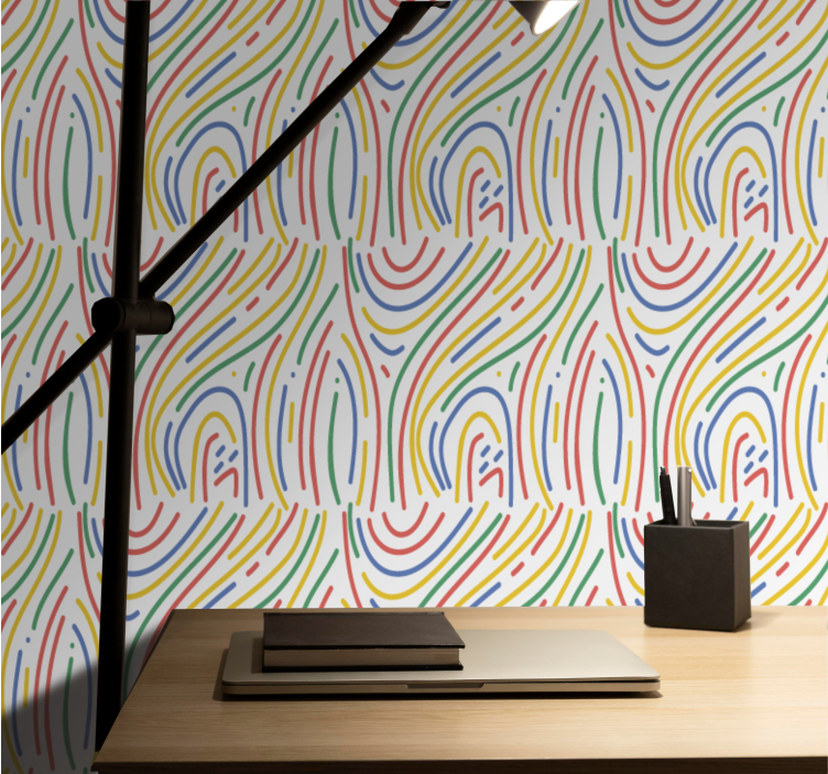 Colorful curvy lines wallpaper office - TenStickers