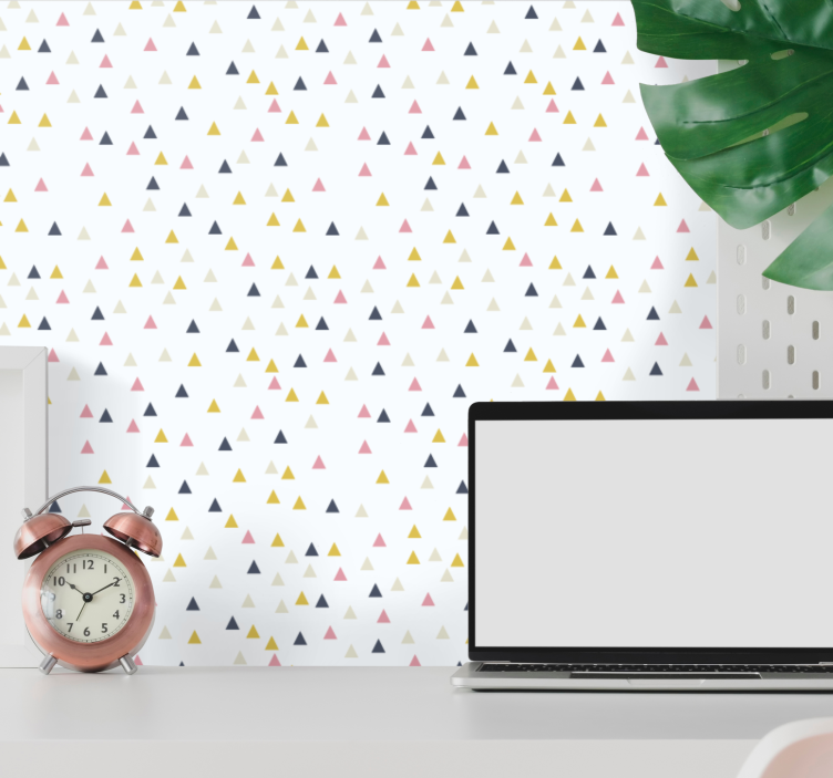 Colorful minimalistic white design triangles wallpaper - TenStickers